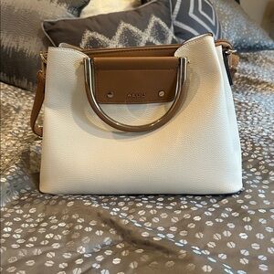 Aldo Cream and Brown Small satchel Handbag
